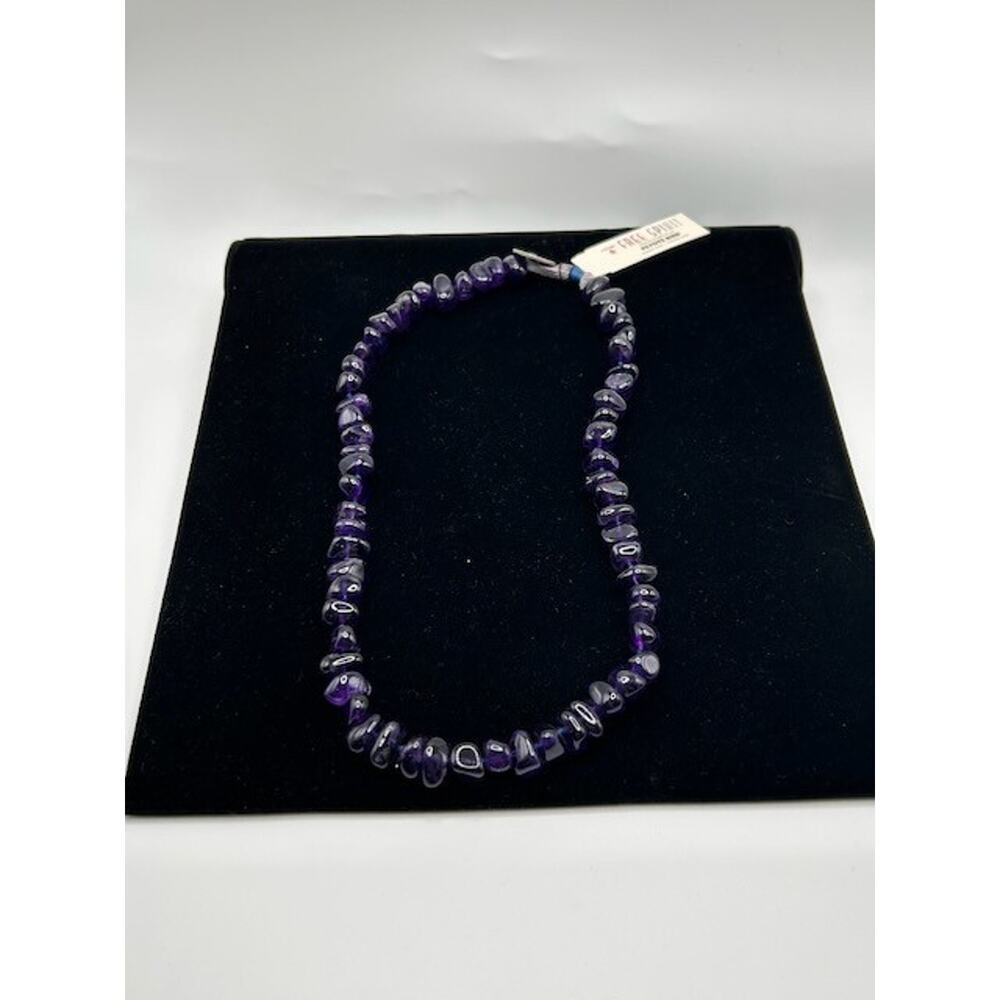 NWT Peyote Bird Amethyst Chip Beads Necklace Genuine Stone Sterling Silver 17" - Picture 2 of 9